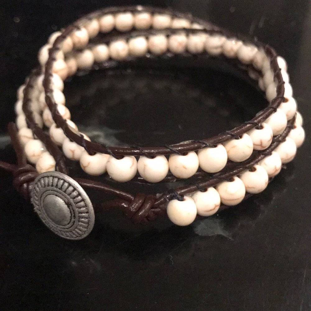 NWOT Double Chan Luu wrap leather Jasper Bracelet